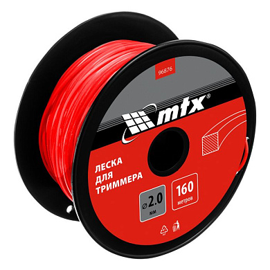 Леска для триммера квадрат 2,0 мм х 160 м, на катушке MTX 96876