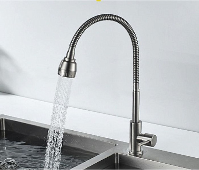 Монокран на мойку с гибким изливом, нержавеющая сталь, сатин Ledeme L74295