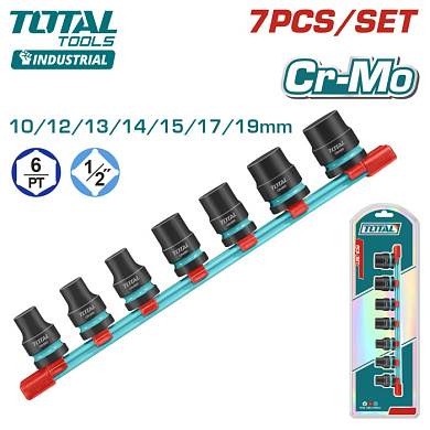 Набор ударных головок 10-19 мм 1/2" 6-гр 7 пр TOTAL THKISD12073