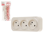 Розетка 3-ая, открытая, б/з бежевая, Bailly, LEIDEN ELECTRIC 806028