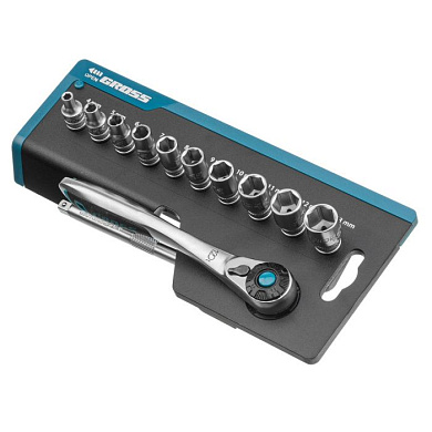 Набор головок 4-13 мм 12 пр. 1/4'' 6-гр CrV Gross 14141