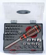 Отвертка с набором универсальных головок 4-14 мм и бит PH, PZ, Hex, Torx TR, Spline 46 пр. 1/4'' Force K2463