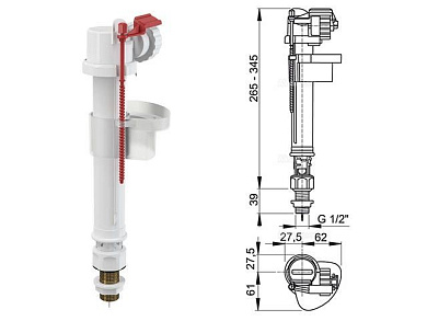 Впускной механизм с нижней подводкой и металлической резьбой 1/2, Alcaplast A18-1/2-BL-01