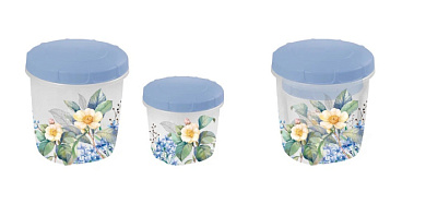 Набор банок для хранения продуктов "Цветущий сад" 2 шт, 0,5+1 л Полимербыт 4357818