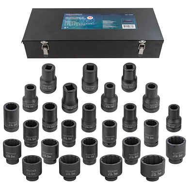 Набор головок ударных глубоких 1" 25 пр., 17-22 мм - 4-гр., 17-75 мм - 12-гр. RockForce RF-8251-9MPB