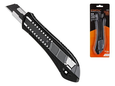 Нож пистолетный с выдвижным лезвием 18мм BLACK LINE STARTUL ST0923