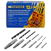 Набор экстракторов для извлечения заломанных болтов/гаек в комплекте со сверлами 12 пр Partner PA-924U12B