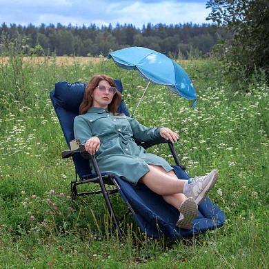 Шезлонг складной в комплекте с зонтом садовым WMC TOOLS WMC-FG-HY-8000B-Z