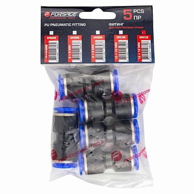 Фитинг соединительный для пластиковых трубок 12x12 мм, 5 шт Forsage F-SPU12K