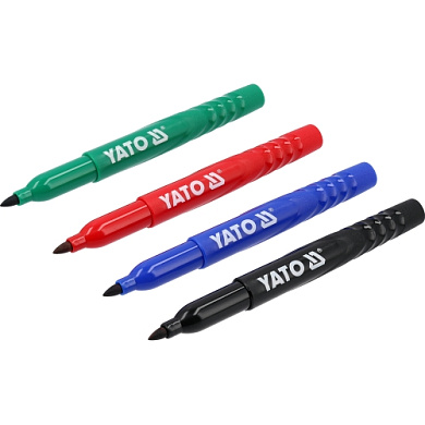 Маркеры технические, 4 шт, черный-зеленый-красный-синий "Yato"
