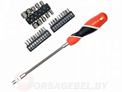 Отвёртка гибкая с набором головок и бит 1/4'' 31 пр. CrV Yato YT-25972