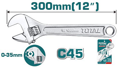 Ключ разводной 375 мм TOTAL THT1010153
