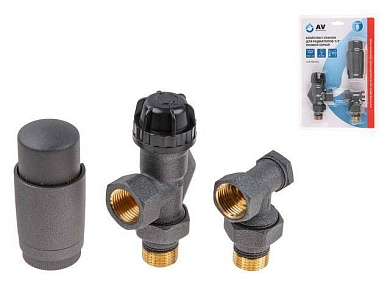 Комплект кранов для радиаторов 1/2'' осевой Серый AV Engineering