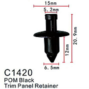 Клипса для крепления внутренней обшивки а/м Митсубиси пластиковая, 100 шт Forsage C1420(Mitsubishi)