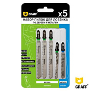 Набор пилок для лобзика по дереву и металлу 5 пр. GRAFF 13201