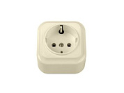 Розетка 1-ая (открытая, с/з) бежевая, Вариант, Bylectrica РА16-0102 бежевый