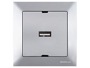 Розетка 1-ая USB, скрытая, серебро, DARIA, Mutlusan 21204480182