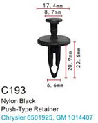 Клипса для крепления внутренней обшивки а/м Крайслер пластиковая 100 шт Forsage F-C193(Chrysler)