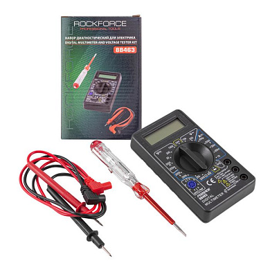 Набор диагностический для электрика, цифровой мультиметр, индикаторная отвертка RockForce RF-88463