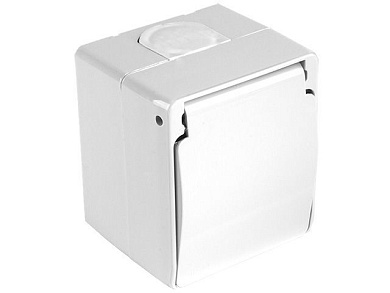 Розетка 1-ая, открытая, с/з, с крышкой, белая, NEMLIYER, 10 A, 250 V, IP 44, Mutlusan 21501100201