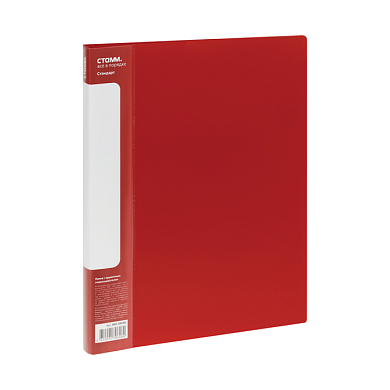 Папка-скоросшиватель А-611 "Стандарт" с карманом, пластик, красный