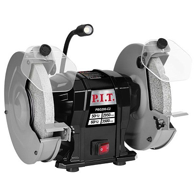Станок точильный электрич., 500 Вт, 2950 об/мин, Ø200х12.7х20/200х32х20 мм, LED, п/з PIT PBG200-C2