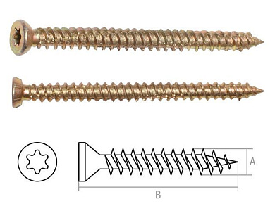 Шуруп по бетону 7.5х182 мм желтый цинк, T30 5 кг. Starfix SMV1-99225-5