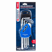 Набор ключей 6-гранных Г-образных длинных 10 пр., 1.27-10 мм Forsage F-5102L