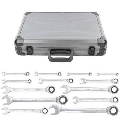 Набор ключей комбинированных трещоточных с шарниром 13 пр., 8-32 мм DISEN DSL1701