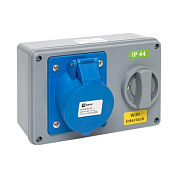 Розетка с блокировкой и выключателем 1423 2Р+РЕ 32А 220В IP44 EKF ps-1423-32-220