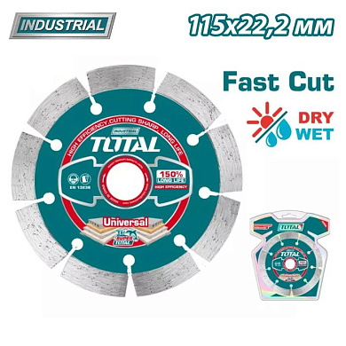 Диск алмазный 115x12,0x22,2 мм TOTAL TAC21111512