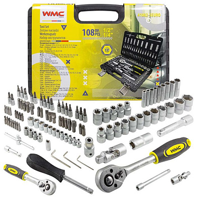 Набор инструментов 108 пр. 1/2'', 1/4'', 6-гр., 4-22 мм WMC TOOLS WMC-41082-5EURO