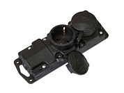 Розетка 2-ая переносная (с/з, 16А, 250В, з/ш, брызг. защ.) черная, Bylectrica Р16-764