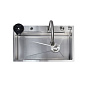 Мойка н/сталь, прямоугольная одночашевая, со смесителем, 750*450мм, сатин, PVD покрытие, врезн на/вровень столешнице, AKS (3,2мм) 112680