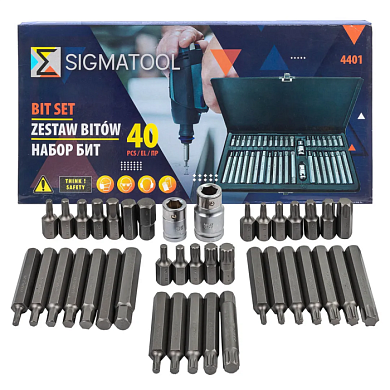 Набор бит с битодержателями 40 пр. 10 мм L-70/35 мм T20-Т55, H4-H12, M5-M12 SIGMATOOL Sigmatool-4401