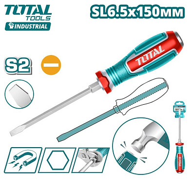 Ударная отвертка шлицевая SL6.5x150 мм TOTAL TGTSL6150