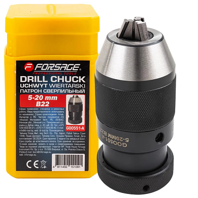 Патрон цанговый для дрели 5-20 мм, B22 Forsage F-G00551-A