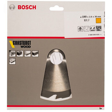 Пильный диск Construct Wood 190х30 мм Z12 BOSCH 2608640633