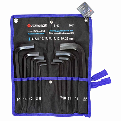 Набор ключей Г-образных HEX(6-гр) 10 пр. 6-22 мм Forsage F-5107