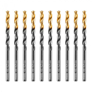 Сверло по металлу, 4,2 мм, HSS-Tin, Golden Tip, 10 шт. Denzel 717210