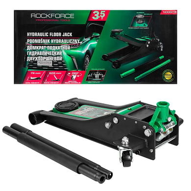 Домкрат подкатной гидравлический двухпоршневой 3.5 т, 75-505 мм RockForce RF-T830021Q