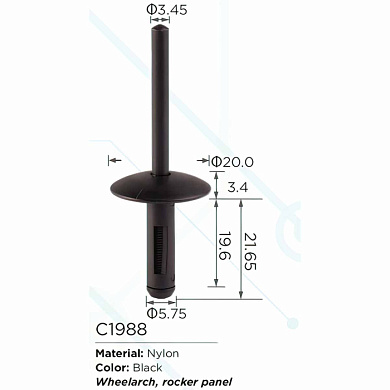 Клипса для крепления внутренней обшивки а/м БМВ пластиковая 100 шт Forsage F-C1988(BMW)
