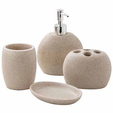 Набор для ванной комнаты 4 пр., мыльница, дозатор для мыла, подставка для зубных щеток, подставка для косметических аксессуаров La and Te beaute LT-BS-10