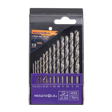 Набор сверл по металлу 13 пр, 1.5-6.5 мм MEGATOOLS MT-DBS13
