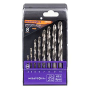 Набор сверл по металлу 8 пр, 3-10 мм MEGATOOLS MT-DBS08
