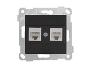 Розетка компьютерная 2xRJ45, Cat6, скрытая, без рамки, черная, RITA, Mutlusan 22001410184