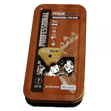 Цепь пильная MXSP, 400мм,16'', 0,325'',1,5 мм, 64 зв. GCS45-D1, D, PATRIOT 445, MaxCutMC146 металл.короб PIT MXSP-1,5-64-0,325