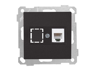 Розетка телефонная 1хRJ12, скрытая, без рамки, черная, DARIA, Mutlusan 21001250184