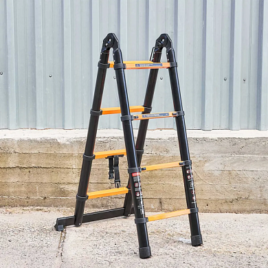 Лестница-стремянка телескопическая алюм. бытовая 1.3+1.3 м, 4+4 ступ. ISMA ISMA-UP130-M