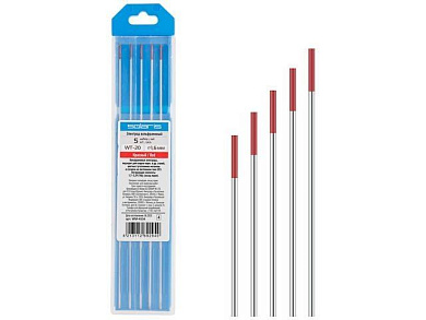 Электрод вольфрамовый красный WT-20, Ф 1,6 мм, набор 5 шт Solaris WM-4534